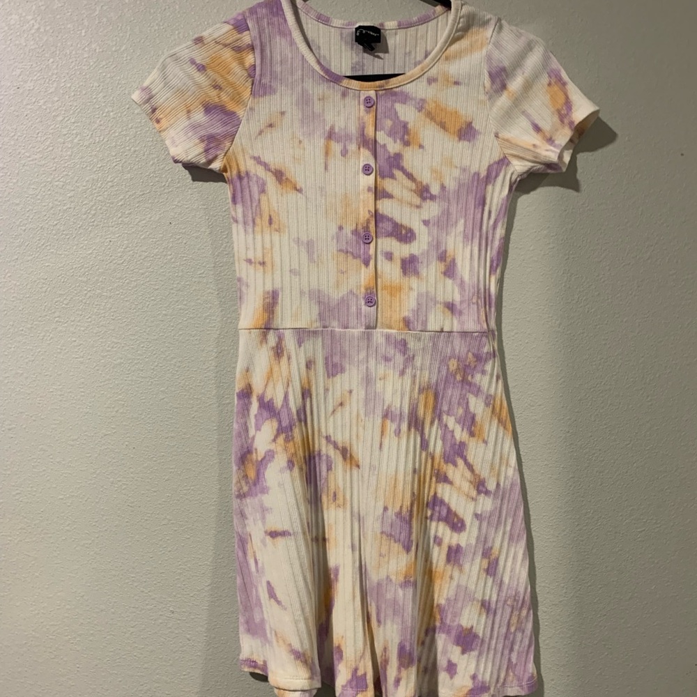 Girls Artclass Tie-Dye Ribbed Dress